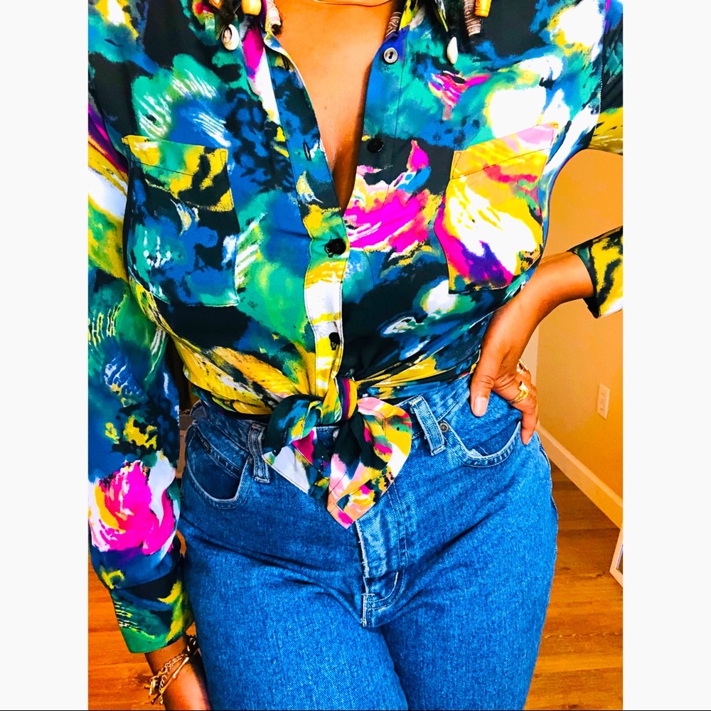 Long sleeve print blouse